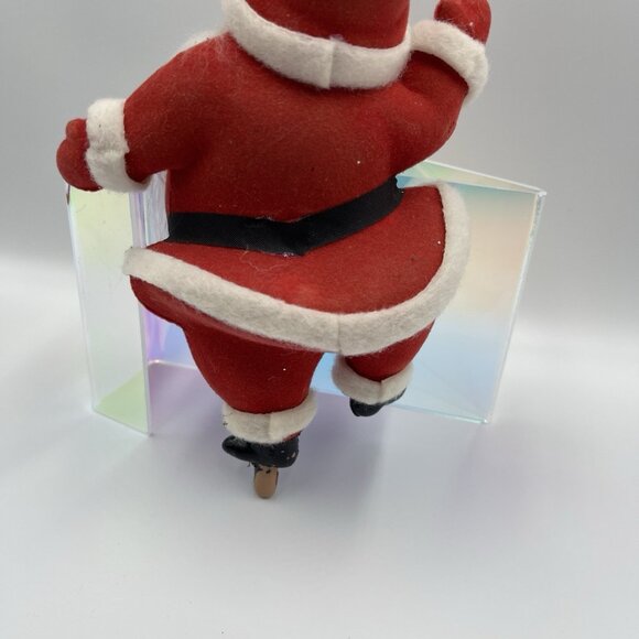 Vintage Flocked Velvet Dancing 8" Tall Santa Figure *MISSING STAND* - Picture 11 of 16